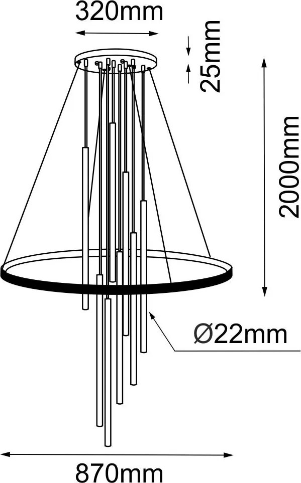 ANTIGO 5215 Modern Led Függesztett Lámpa Fekete, Matt Sárgaréz G9, LED IP20