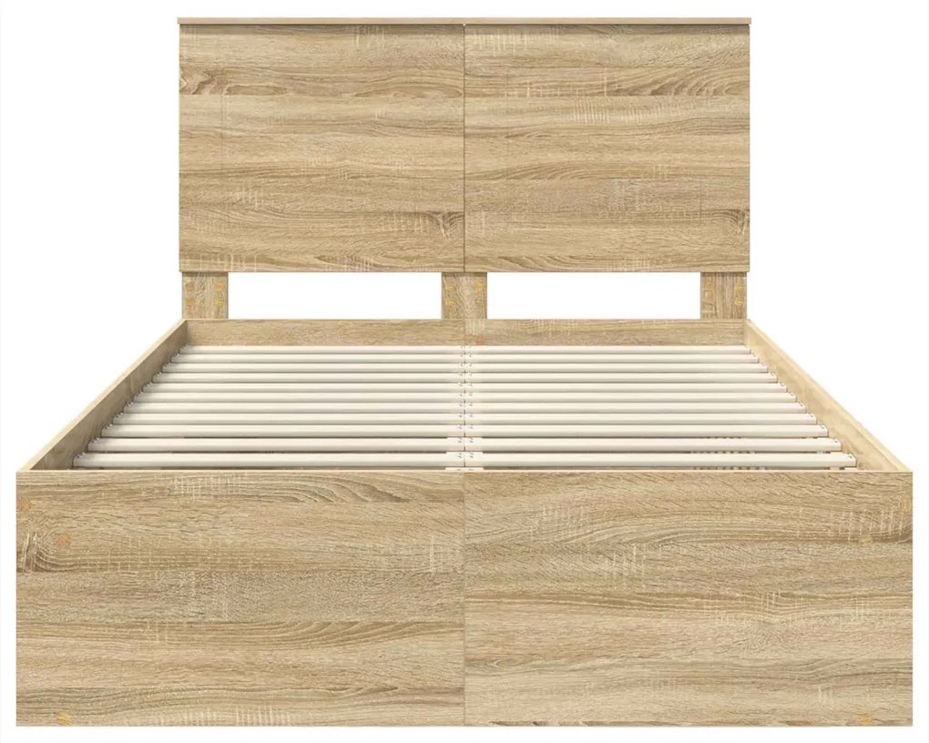 vidaXL Ágykeret fejtámlával Sonoma 120 x 200 cm Tömör fenyőfa