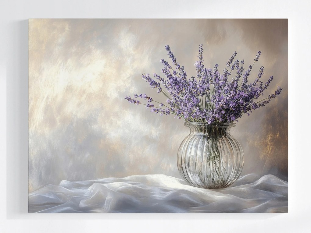 Vászonkép Canvas Dekoráció Váza Virágok Levendula Retro Csokor 80x60