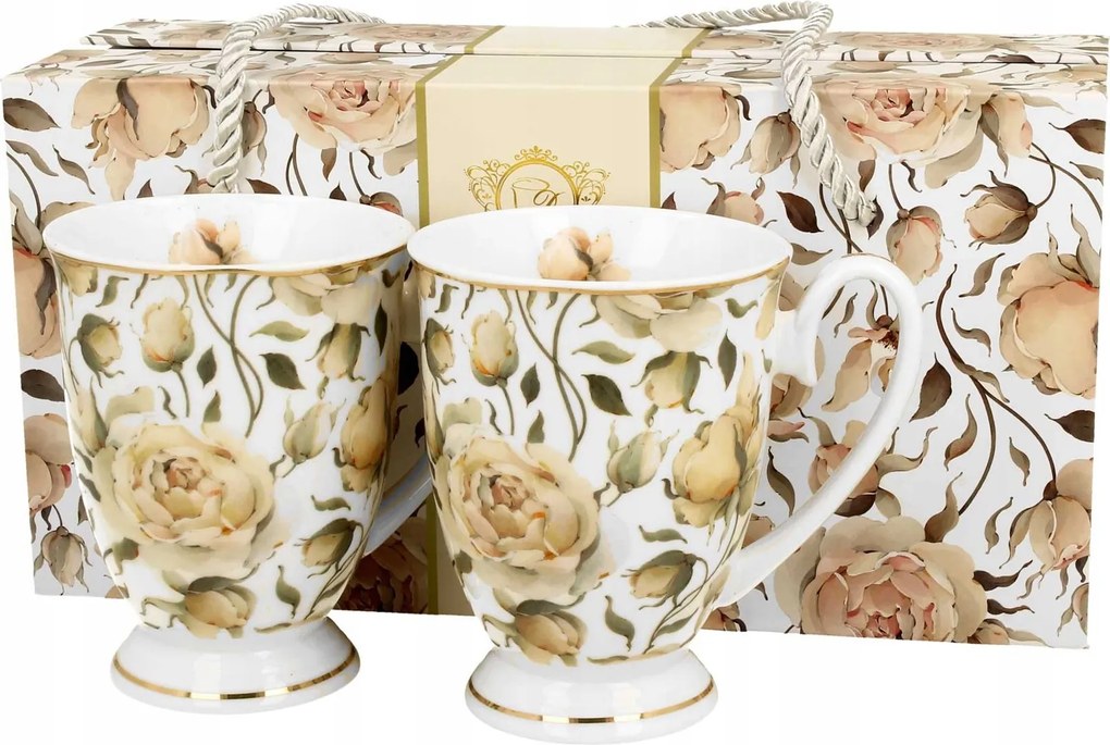 Royal English Roses White bögre szett (2 db), 320 ml, díszdobozban Ajándéknak is kiváló