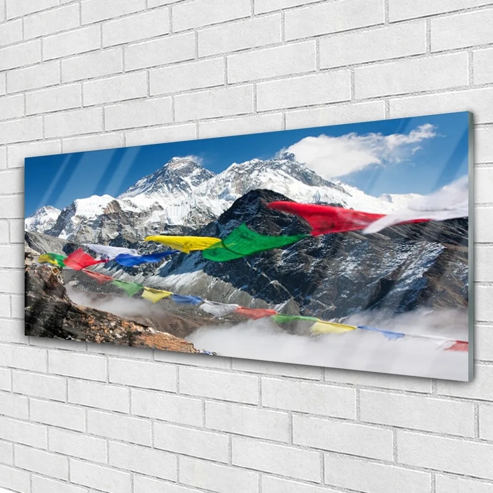 Üvegkép falra hegyi táj 120x60cm
