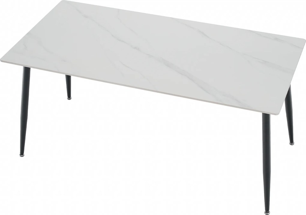 Étkezőasztal, fehér márvány/fekete, 160x80 cm, FLORENC TYP 2