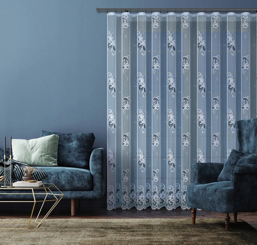 Függöny Virágmintás, Jacquard Szalaggal 600x140