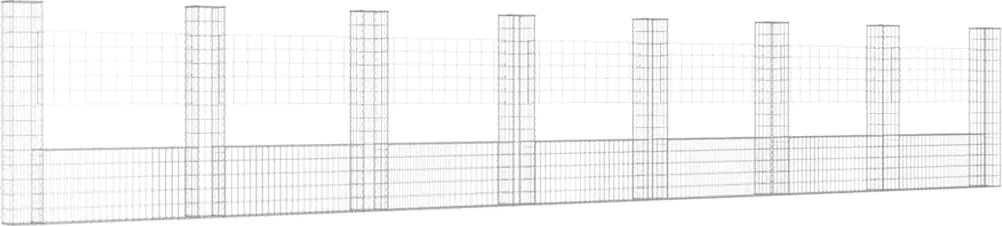 vidaXL U-alakú vas gabionkosár 8 oszloppal 860 x 20 x 150 cm