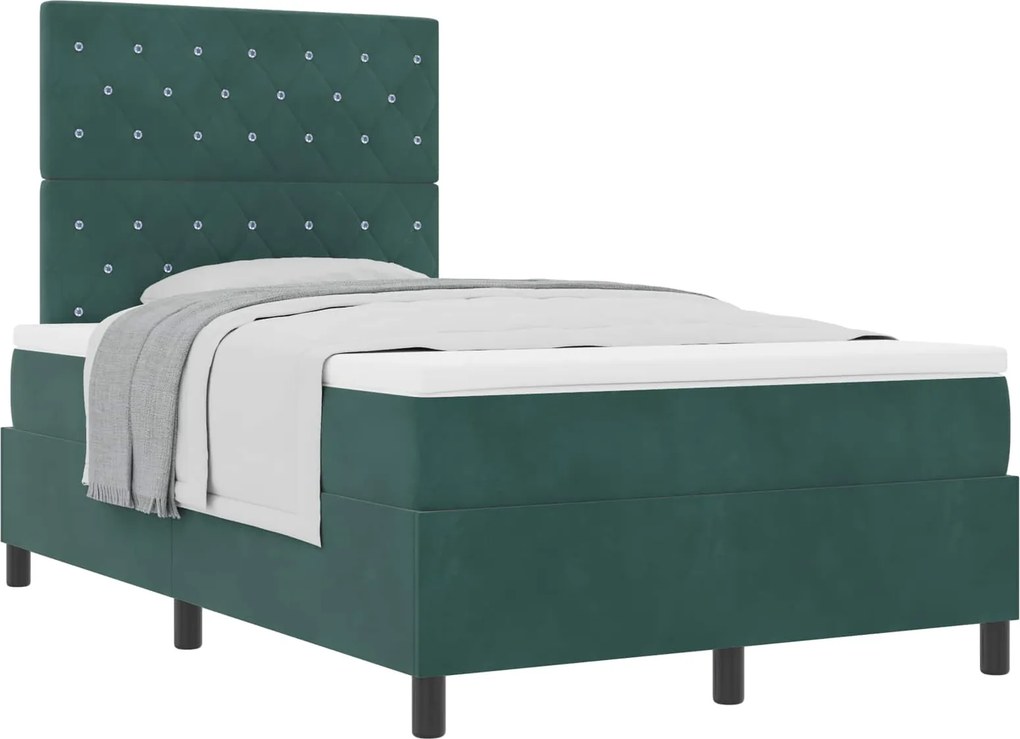 vidaXL Boxrugós ágy matracmal Sötétzöld 120 x 190 cm szövet