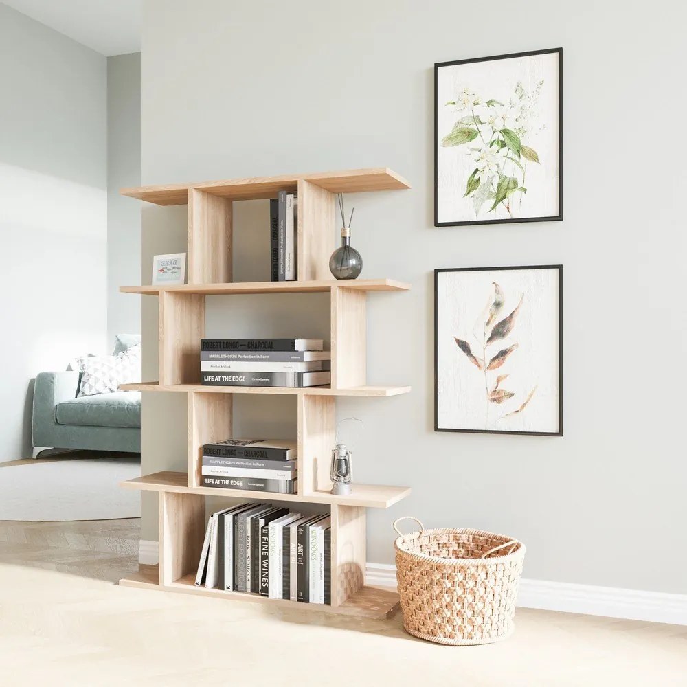 Natúr színű könyvespolc tölgyfa dekorral 90x127 cm Harmon – Kalune Design
