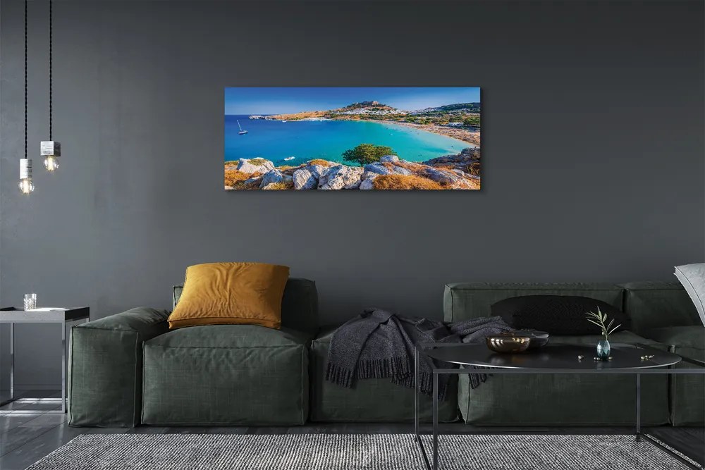 Canvas képek Görögország Coast tengerpart panoráma 125x50 cm