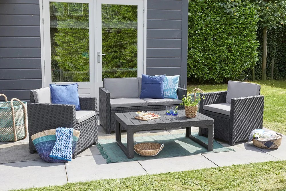 ALLIBERT LYON RATTAN állítható polyrattan kerti asztal, 72 cm - grafit ()