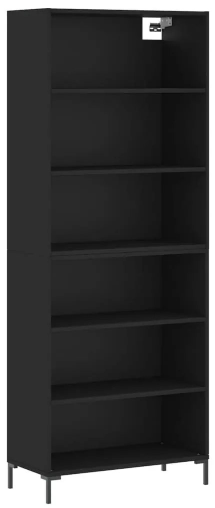 fekete szerelt fa magasszekrény 69,5x32,5x180 cm