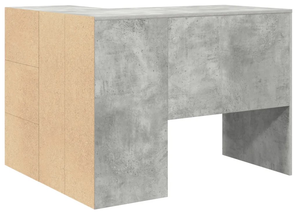 Sarokíróasztal Beton Szürke 102x88x75 cm Mérnöki fa