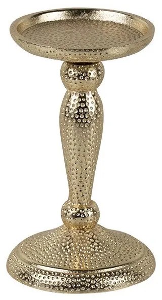 Nyomott mintás fém gyertyatartó, pezsgőarany színű, 17 cm