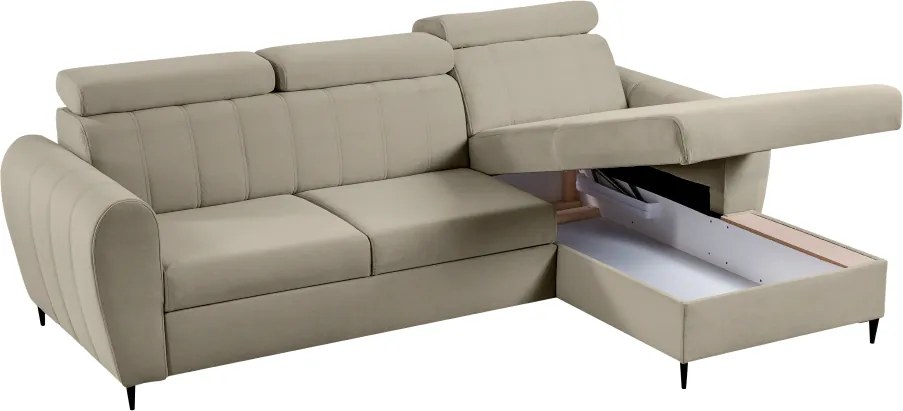 Kinyitható ülőgarnitúra, bézs, jobbos, KORIO