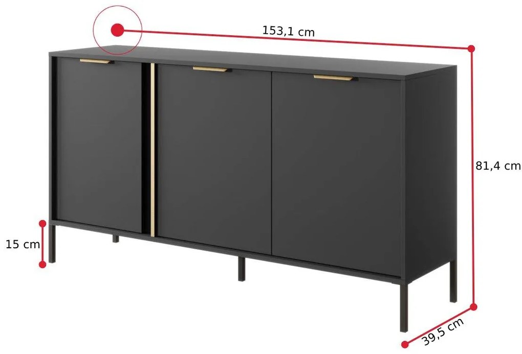 LARES 2 komód, 153,1x81,4x39,5, antracit