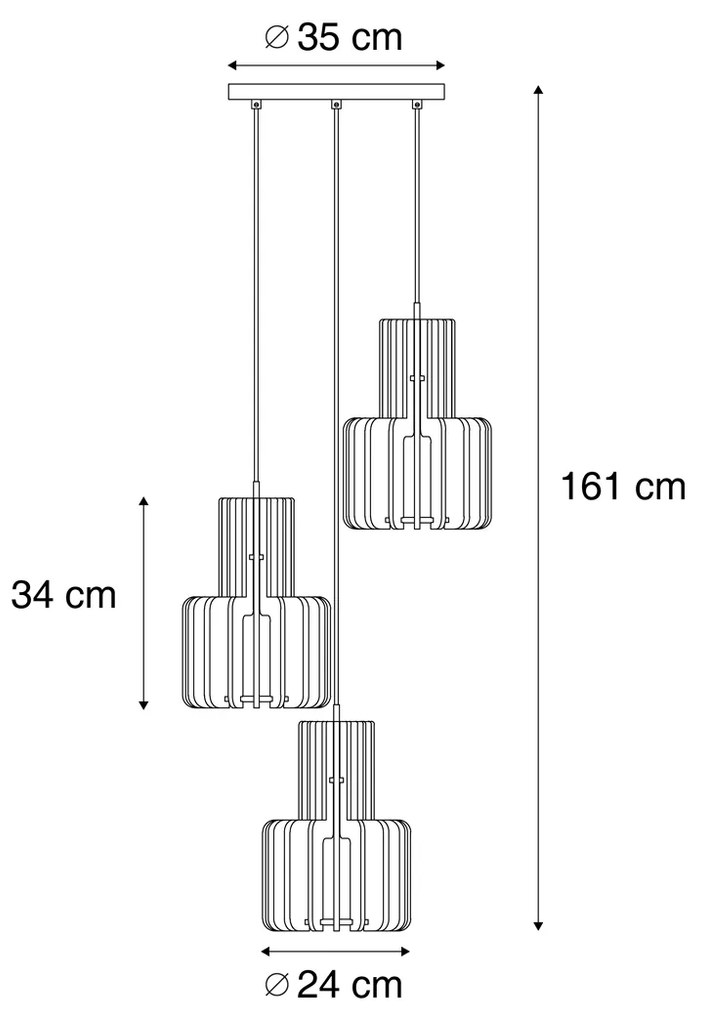 Retro függőlámpa fekete narancssárga 3-lámpás - Felt
