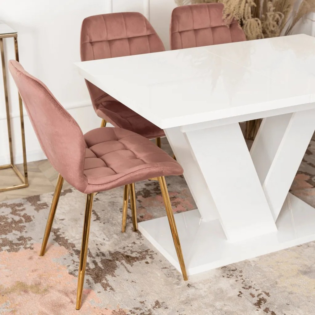 Magasfényű Fehér Bővíthető Étkezőasztal CLARK 120-160 cm