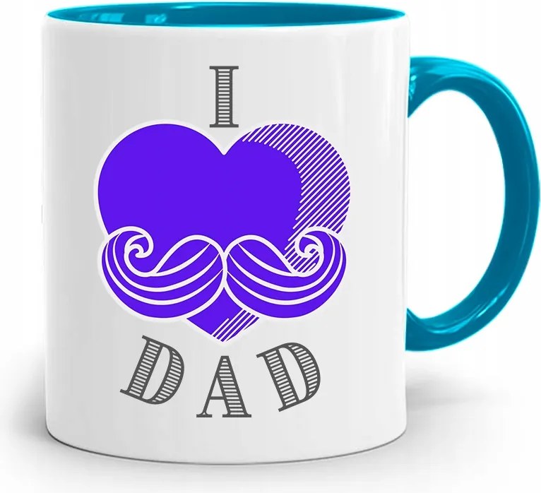 Kék Bögre Ajándék Apának I Love Dad fényképes nyomtatással