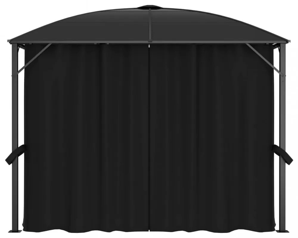 antracitszürke pavilon függönyökkel 300 x 300 x 265 cm