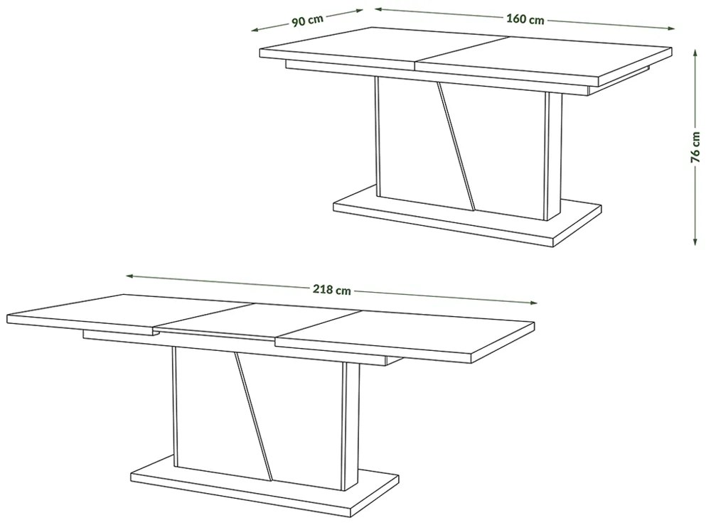 Mazzoni NOBLE NOIR Millenium Beton - 218 cm-es NYITHATÓ ASZTAL!