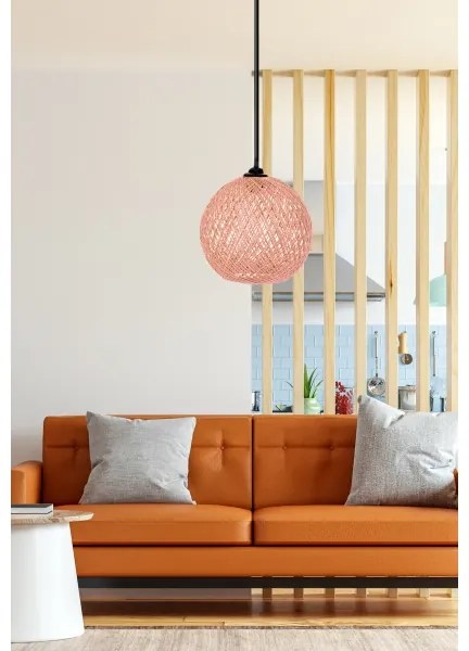 Csillár zsinóron JUTE 1xE27/60W/230V rózsaszín
