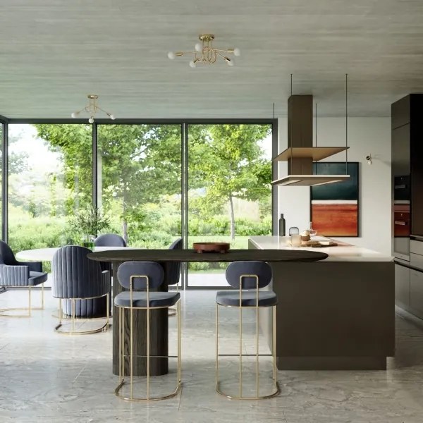 Sollux SL.1438 - Felületre szerelhető csillár LOOP 5xE27/15W/230V arany