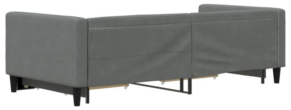 sötétszürke kihúzható szövet heverő fiókkal 90 x 190 cm