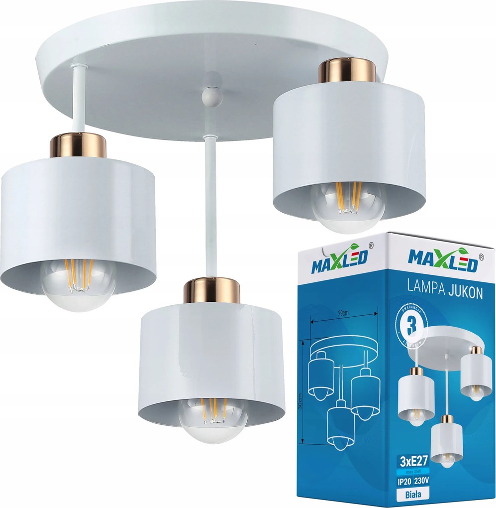 Mennyezeti lámpa Led csillár 3xE27 modern függeszték fehér arany