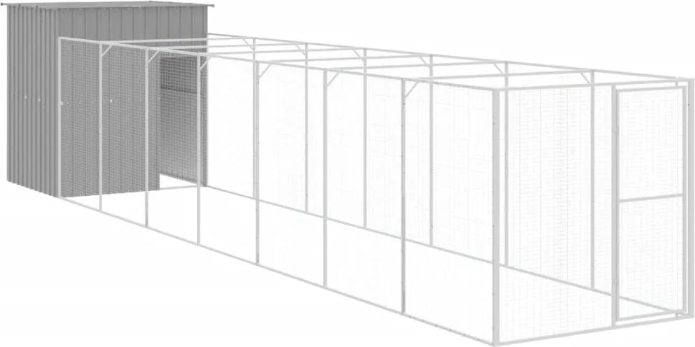 vidaXL világosszürke horganyzott acél kifutós kutyaház 165x863x181 cm