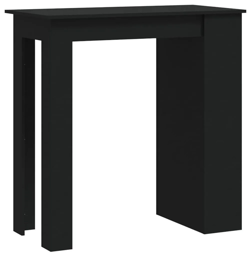 Fekete szerelt fa bárasztal tárolórekesszel 102 x 50 x 103,5 cm