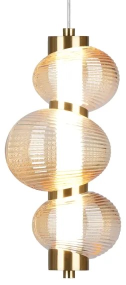 LED zsinóros csillár BOLLA LED/12W/230V átm. 16 cm arany/füstös bézs