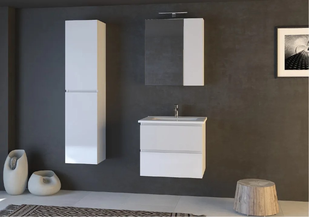 Piramida AKVA 60 R Tükrös fürdőszobai szekrény -2 ajtós kivitel - LED világítással - 60 x 69 x 13 cm