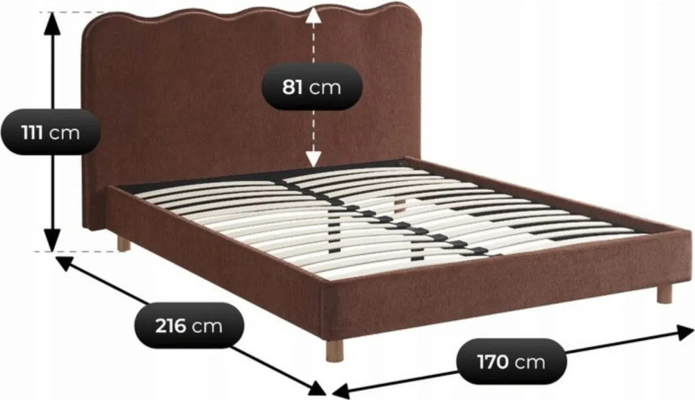 Ágy 160x200 cm méretben, vörösesbarna színben IZMIR
