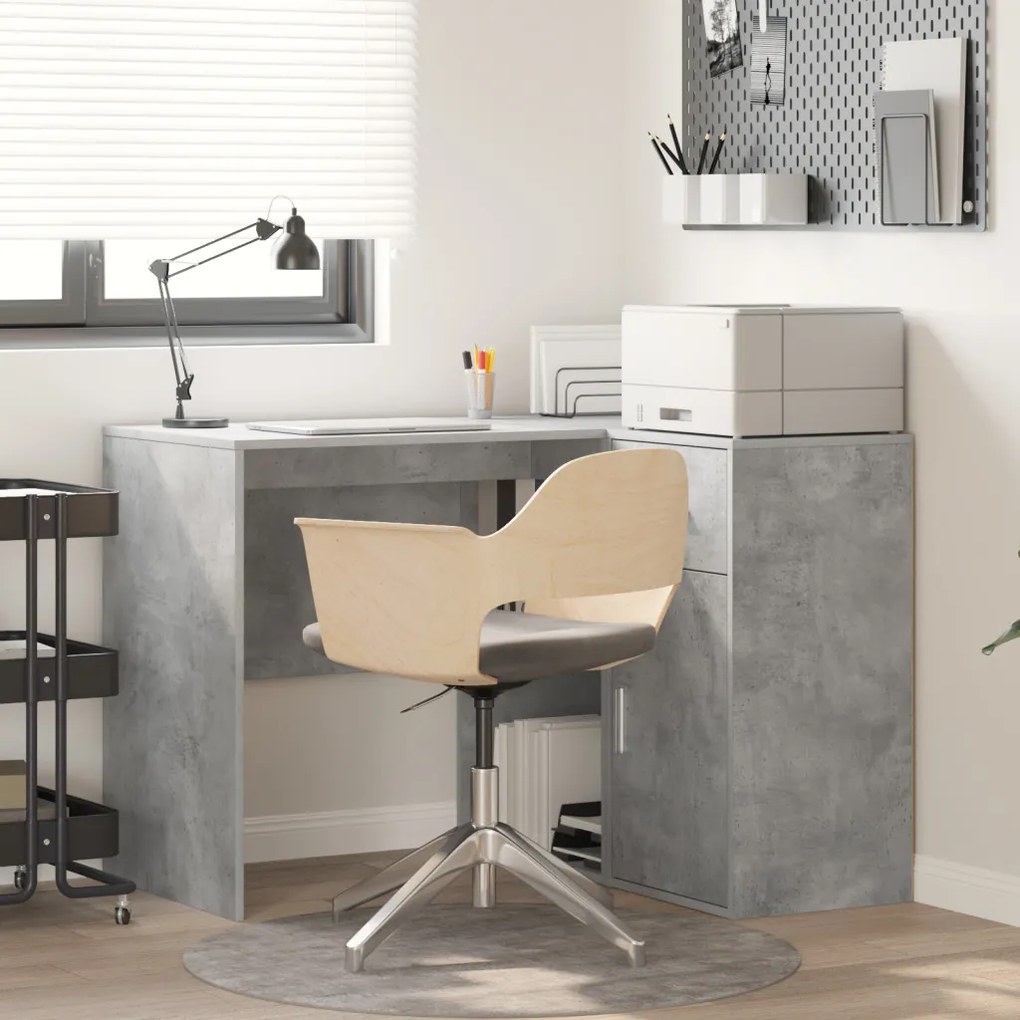 Sarokíróasztal Beton Szürke 102x88x75 cm Mérnöki fa