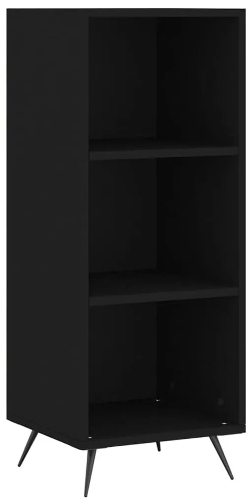 fekete szerelt fa polcos szekrény 34,5 x 32,5 x 90 cm