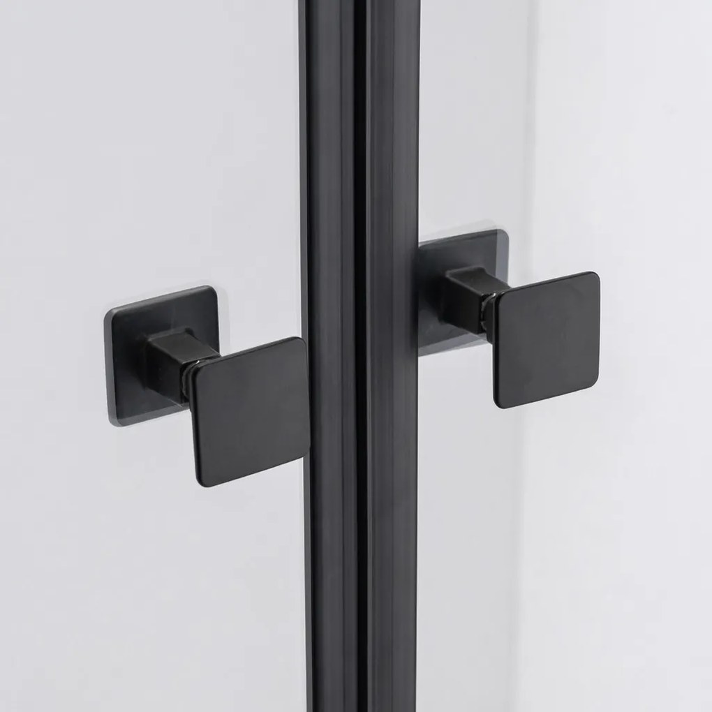 Stuxi Bari Big Black 160 cm széles kétszárnyú nyíló zuhanyajtó (80+80 cm), 6 mm vízlepergető üveggel, matt fekete profillal, 195 cm magas
