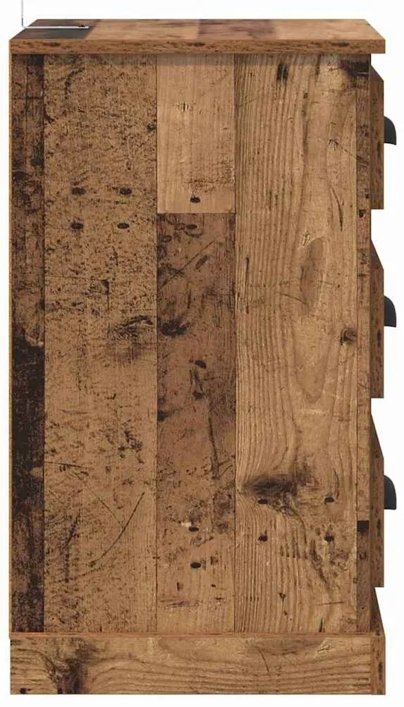 vidaXL Éjjeliszekrény fiókkal Öreg fa 39 x 39 x 67,5 cm Faanyag