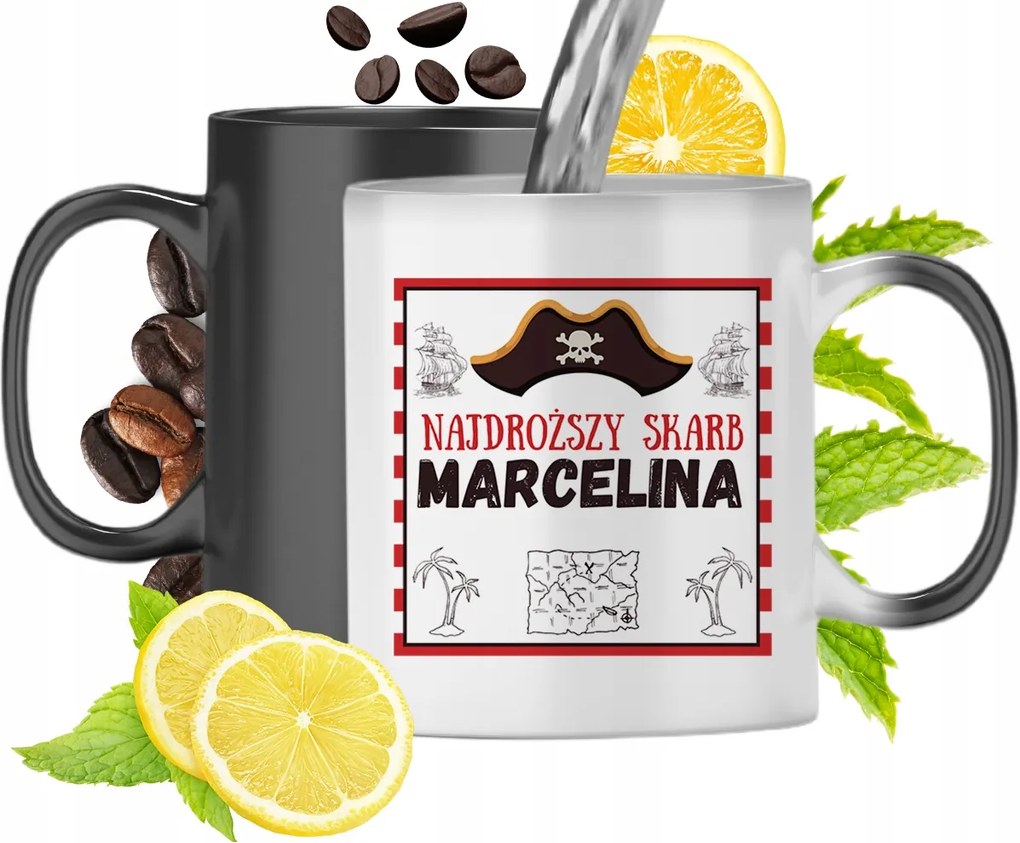 Mágikus bögre Marcelina számára Fekete matt nyomott mintával 330ml