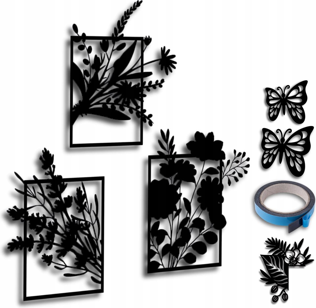 Festmények a nappaliba Áttört Kép Faliképek Dekoráció Triptichon Virágok Virág