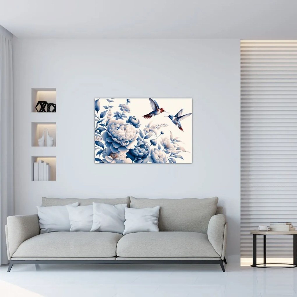 Kép - Kolibrik a virág felett (90x60 cm)