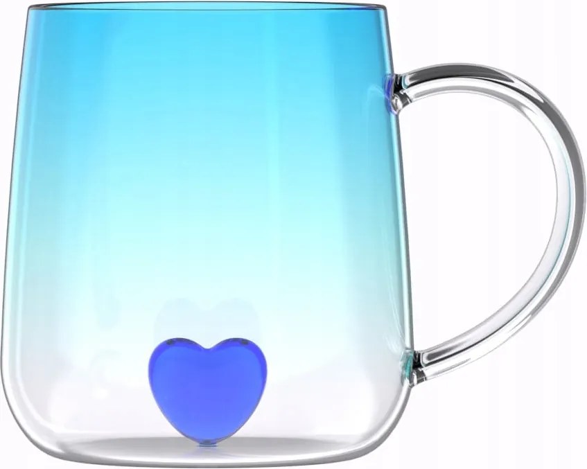 Kávés és teás pohár elegáns kék szív 350ml