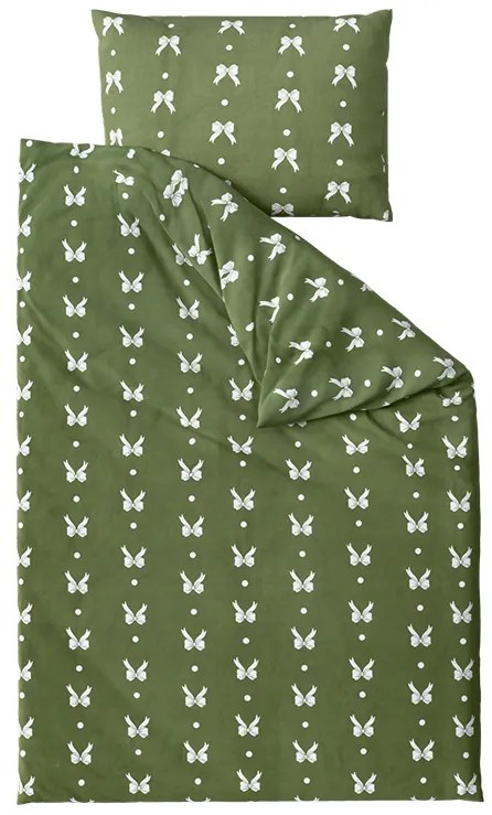 Mikroszálas flanel ágyneműhuzat WHITE BOW zöld Ágyneműhuzat mérete: 70 x 90 cm | 140 x 220 cm