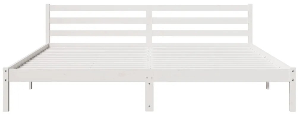 Ágykeret Fejvéggyel Fehér 200x220 cm Szilárd Fa Fenyő