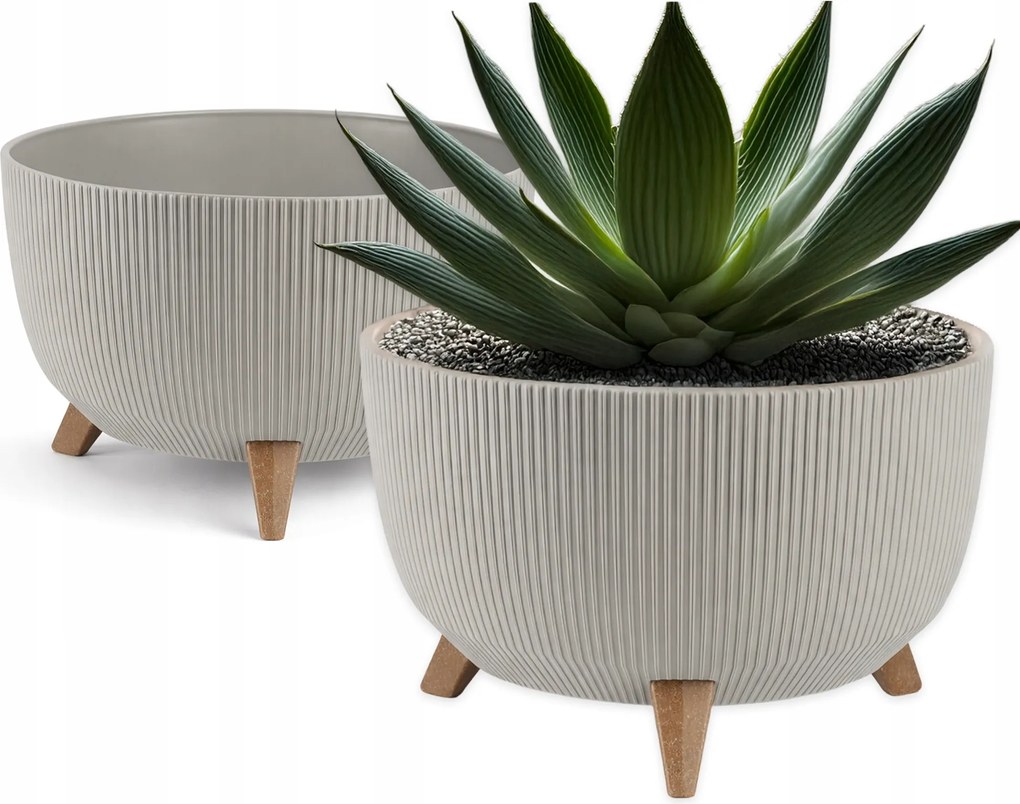 Kerti Kaspó Lábakkal Kerek 40CM Nagy Virágtartó Tál Virágtartó