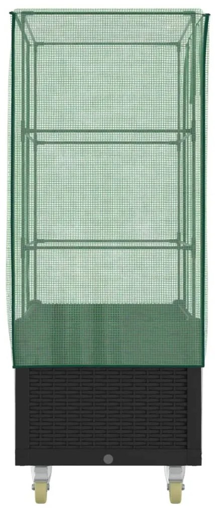 Rattan megjelenésű magaságyás borítással/kerékkel 80x50x182 cm