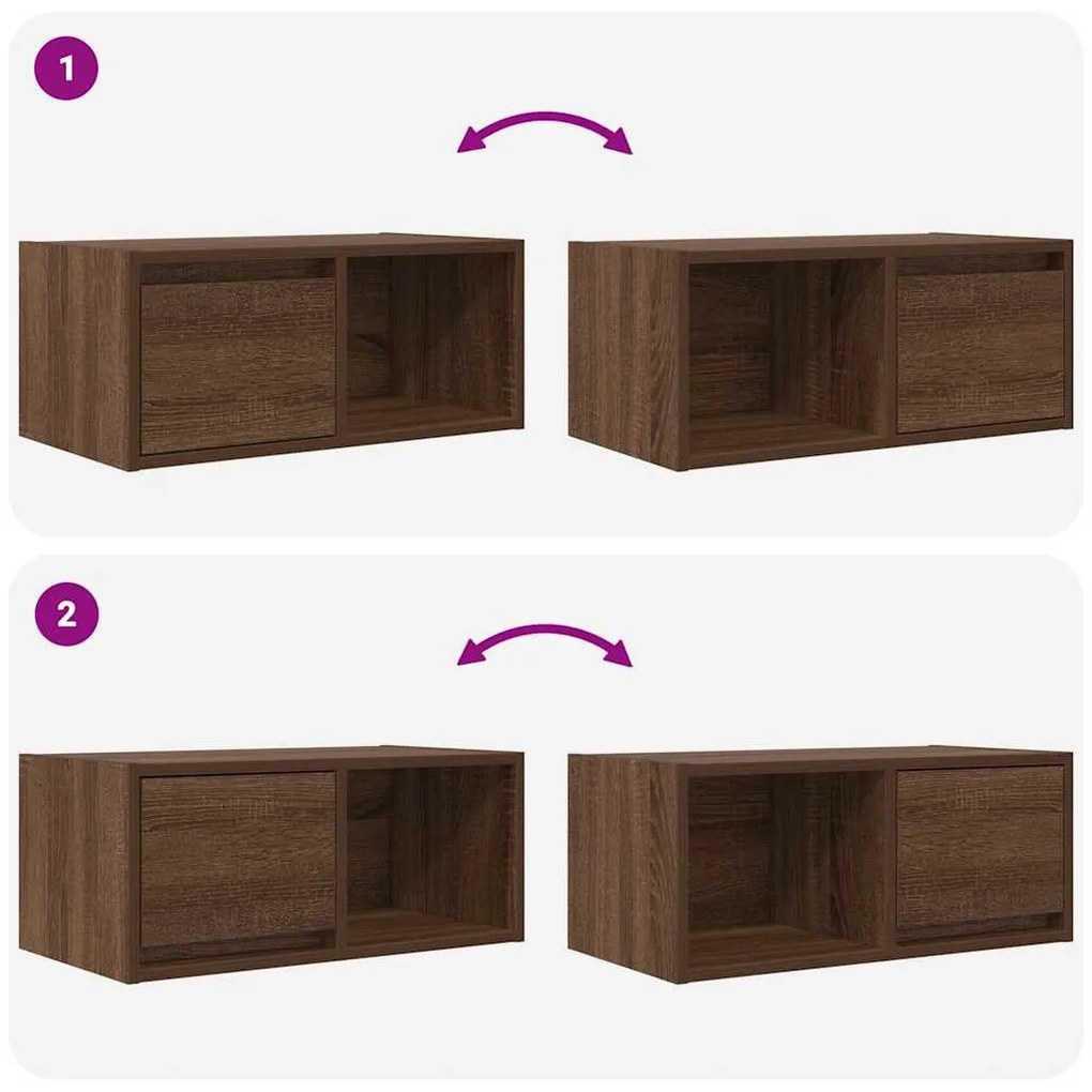 barna tölgy színű szerelt fa TV-szekrény 60x31x25,5 cm
