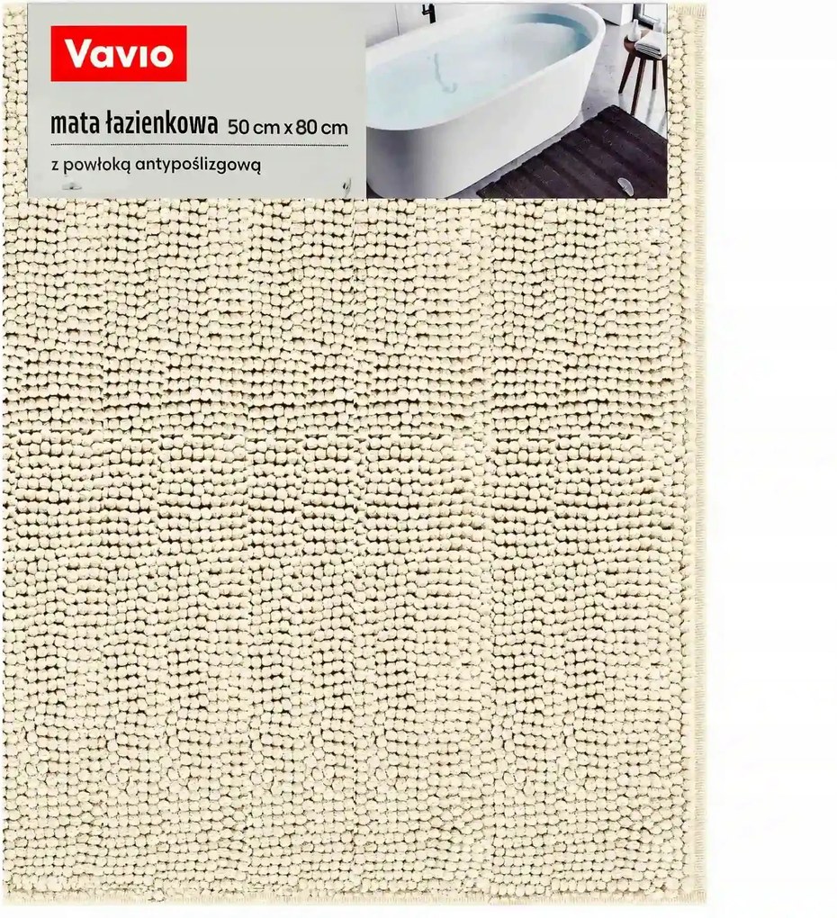 Fürdőszobaszőnyeg csúszásgátló bevonattal 50x80cm, krémszínű 1300 Gsm