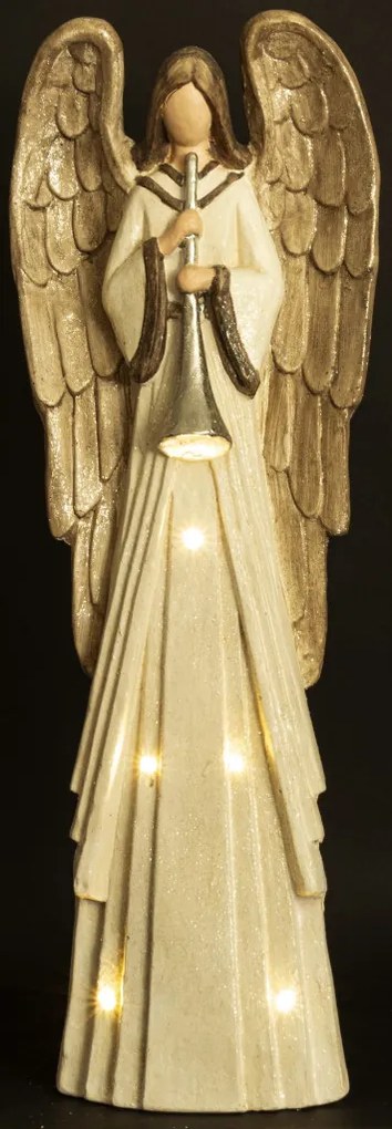 Dekorfigura angyal LED Műanyag Fehér, Barna 73x24x14cm
