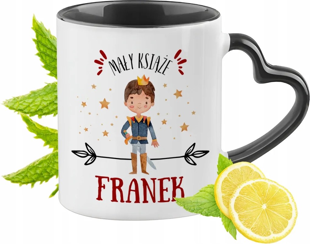 Fekete bögre szív alakú füllel Frank számára Ideális Ajándék