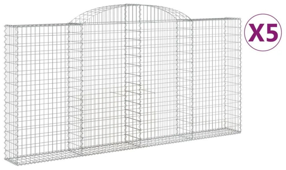 5 db íves horganyzott vas gabion kosár 300x30x140/160 cm