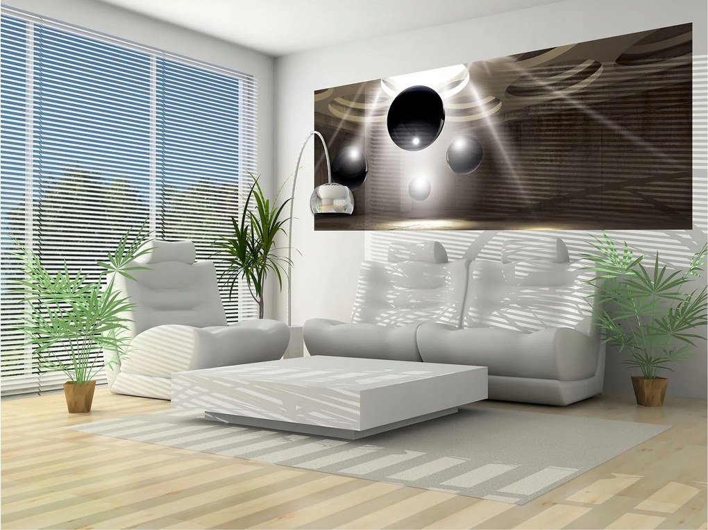 Fotótapéta Fekete gömbök betonon absztrakt loft 250x104 világítás +ragasztó