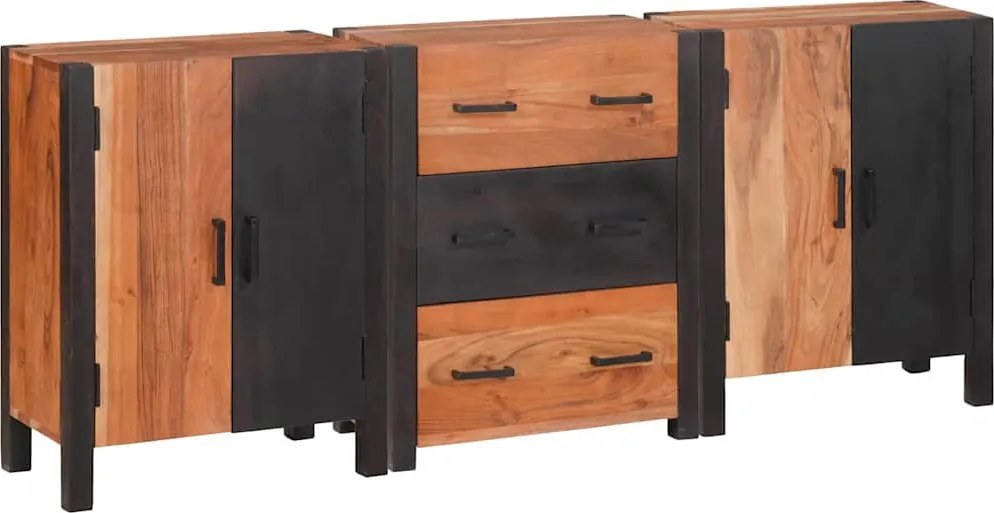 vidaXL Széf fiókkal 3 pcs Barna 55 x 30 x 75 cm Tömör Akácfa